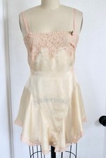 Vintage 1920s/30s Bloomer Slip Romper 100 Silk flapper chemise Lace XS negligee