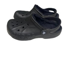 Crocs Baya Lined Black Clogs Mens Size 6 WOMS 8 Rubber Slip On Comfort Shoes