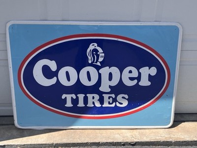 Original Vintage Cooper Tires Sign Embossed 44.5'' x 30'' GAS OIL AUTO