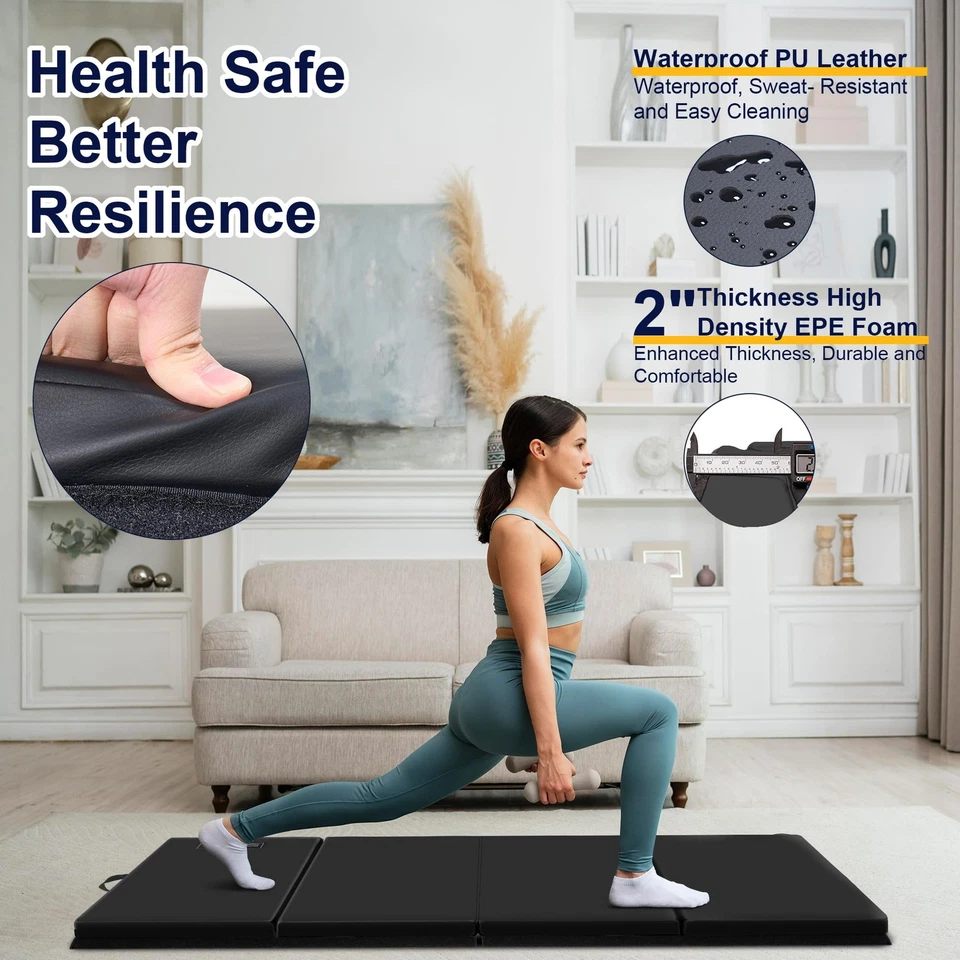3'x6'x2 Thick Folding Gymnastics Exercise Mat Aerobics Stretching Yoga Mats (... Foto 2 de 4