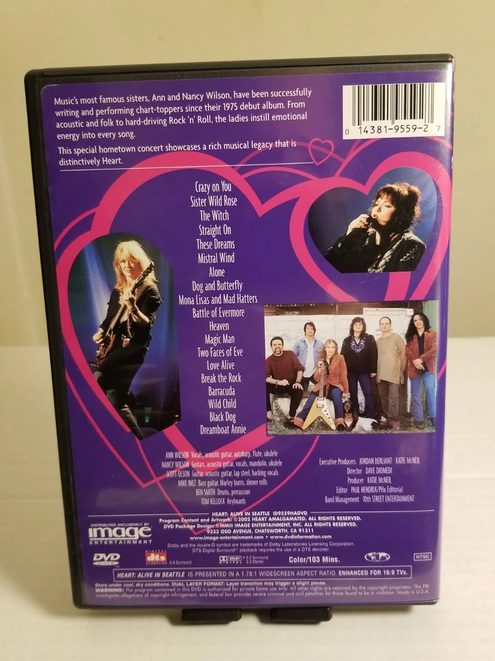 Heart: Alive in Seattle (DVD,📀 2002)  20 Songs 103min NTSC REGION 1 GOOD COND ✔ - Image 2 of 4