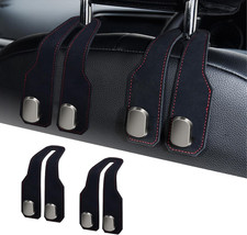 Stylish Black Leather Car Purse Hooks - 2 Pack for Headrest Convenience