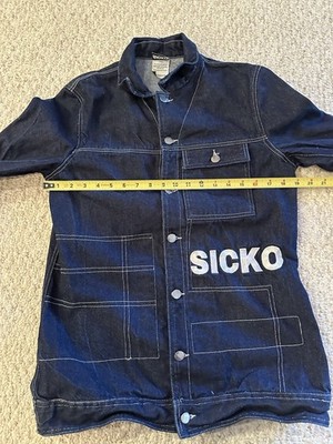 Sicko Denim Dark Blue Cotton Embroidery Logo Mens Jacket Tag Size(XS)Fit Small