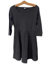 Old Navy Mini Dress Size Small Petite Fit and Flare 3/4 Sleeve A Line Black Chic