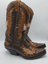 Westernstiefel Leder Sendra braun Gr. 38 Stickerei Handarbeit Vintage