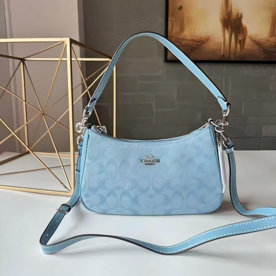 Coach Teri 24 Shoulder Bag Signature Chambray/Silvery/Light Blue