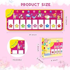 Piano Mat - 39.5 Musical Keyboard Playmat, Xmas Gift Toy for Ages 1-3