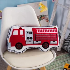 Boys Pillow Fire Truck Pillow Boys Cotton Decorative Throw Pillows Couch Bed ...