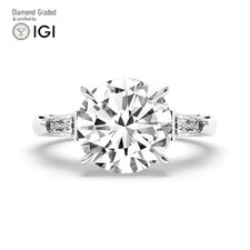 Round Diamond Trilogy Ring Platinum Labgrown 3.50 Ct Solitaire
