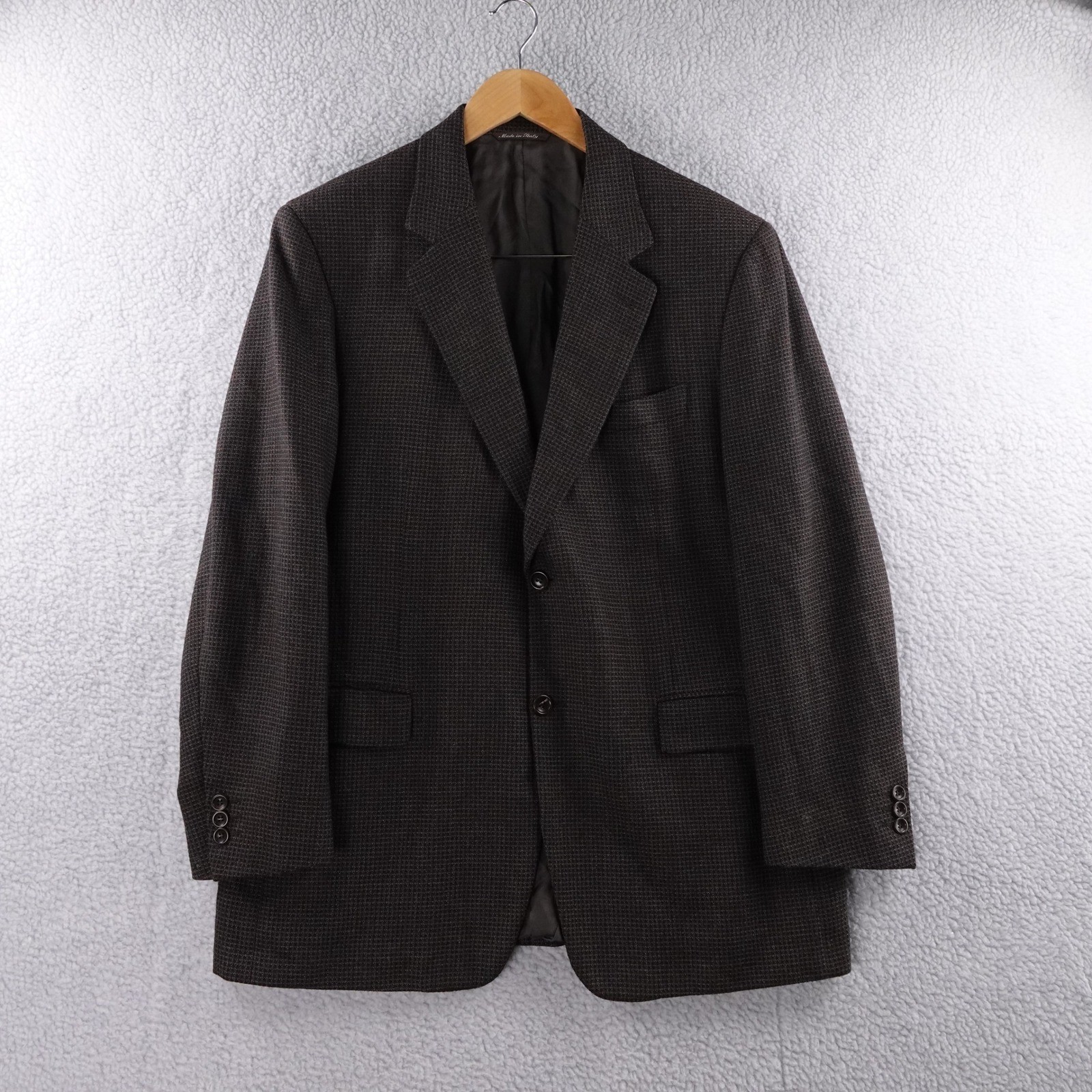 Canali Wool Blazer Jacket Men's Size 54 Made in Italy Brown Check US Size 44L