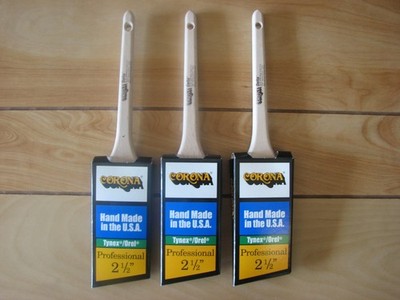 3 EA- CORONA 2 1/2'' DELTA PRO ANGLE SASH PAINT BRUSH, TYNEX/OREL, MADE IN USA
