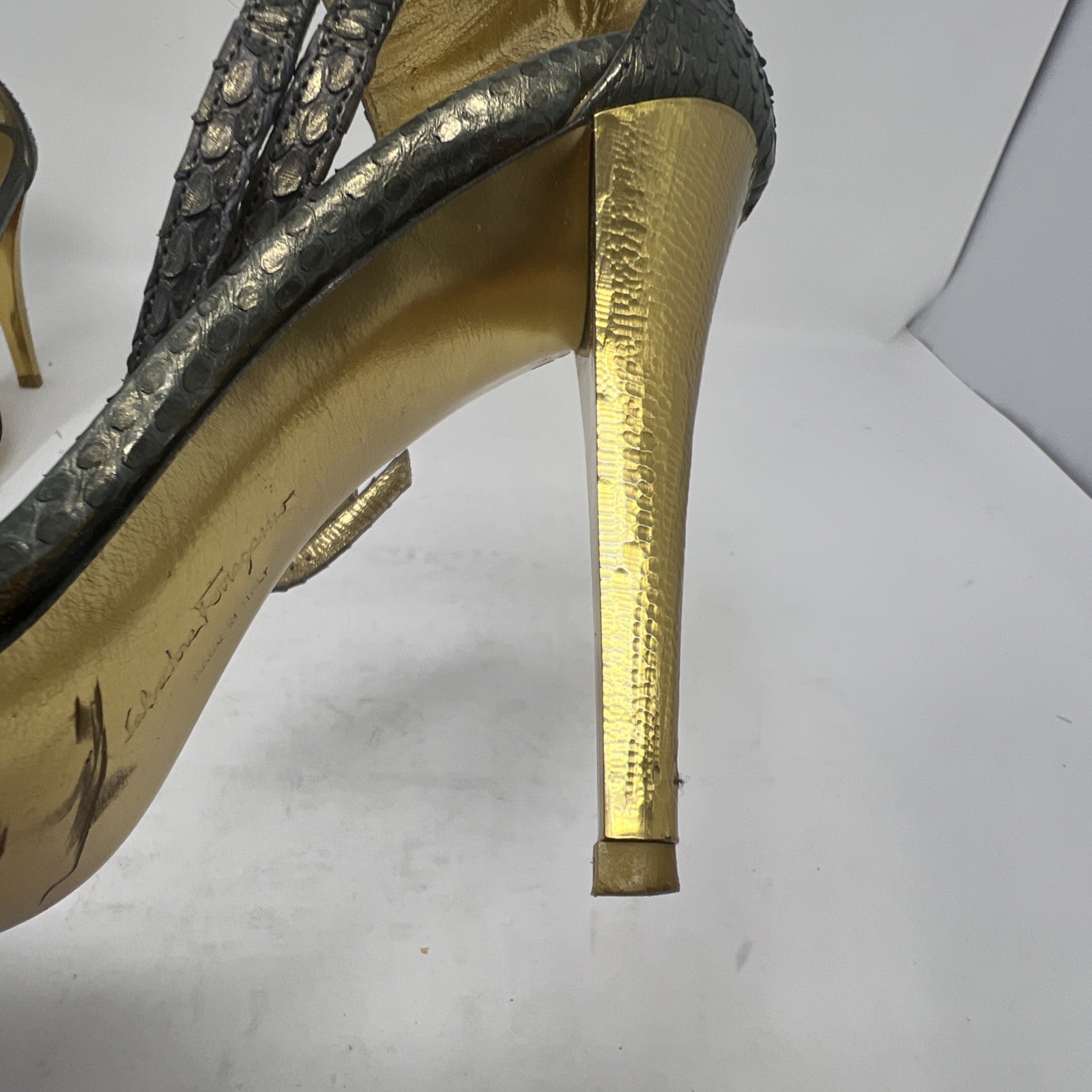 Salvatore Ferragamo Python Ankle Strap Sandals Si… - image 12
