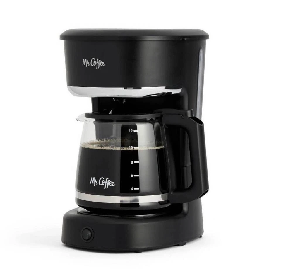 Black Coffee Maker, 12 Cups, with Auto Pause and Glass Carafe, Perfect for Home