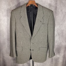 Vintage Ron Chereskin Italian Cashmere Blend Houndstooth Blazer 40L