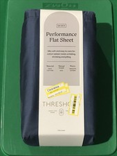 Queen 400 Thread Count Performance Flat Sheet Metallic Blue - Threshold: Cotton