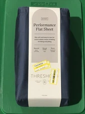 Queen 400 Thread Count Performance Flat Sheet Metallic Blue - Threshold: Cotton