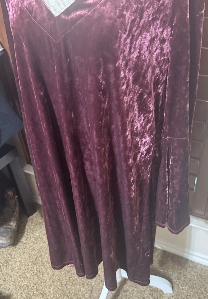 A.N.A. Vestido Terciopelo Manga Campana Talla XL Ciruela Rosa Columpio Fiesta Bruja Boho Gótico Foto 3 de 4