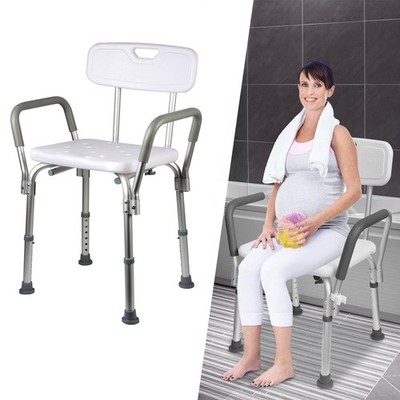 Shower Chair with Back Bath Seat & Arms Adjustable Height-350lbs