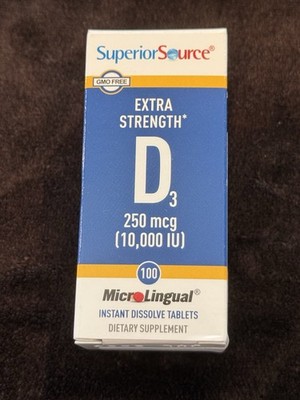 Superior Source Extra Strength Vitamin D3 Microlingual 250 Mcg 100 Tabs NEW