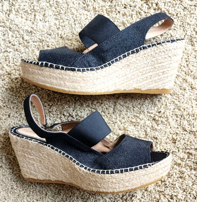 Vidorreta ''Liza''  Espadrilles Wedge Sparkle Black Sandals Sz. 40/8.5 M NWOB $145