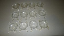 12 Vintage chandelier bobeche glass crystal candle wax holder diamond oval drops