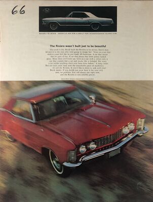 1966 Vintage Buick Ad - The Riviera wasn t built just to be beautiful