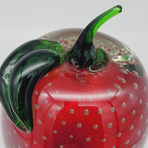 Art Glass LARGE Apple Paperweight 6.5" Exquisite Bullicante Encased Red 3.5lbs - Picture 10 of 13