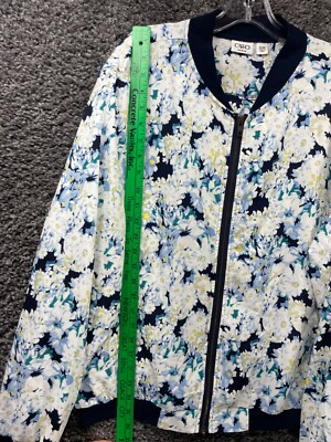 Cato Bomber Jacket Women's 22/24W Navy White Floral 100% Polyester