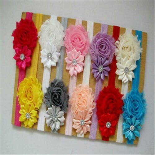 10x Hair Bow Band Kids Girls Baby Infant Toddler Flower Headband Accessory UK