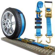 8x Auto Transport Spanngurt Radsicherung Zurrgurt PKW Trailer KFZ Reifengurt