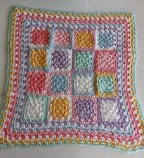 New Soft Spring Preemie Baby Granny Square Blanket Handmade Crocheted