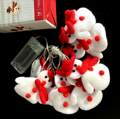 New 2 X Pks Place & Time Mini LED Craft Lights - 10 Ct Felt Snowmen - Christmas