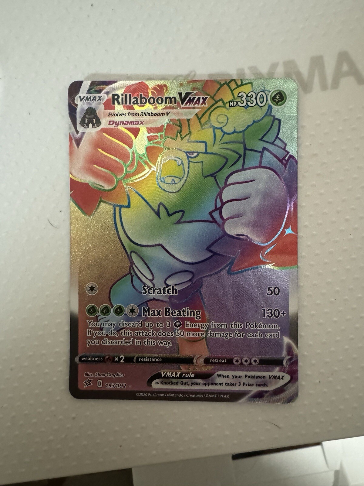 Rillaboom VMAX (Secret) 193/192 Swsh02: Rebel Clash Holo