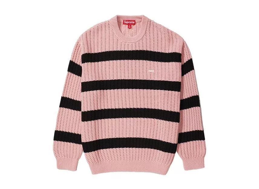 Pull rose à rayures jauge ample suprême petite boîte