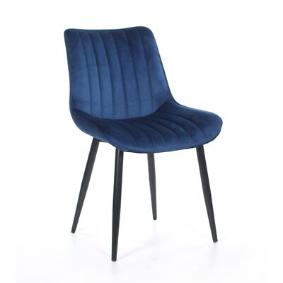 Esszimmerstuhl Samt gepolstert blau marine royal gepolstert schwarz Beine Küche