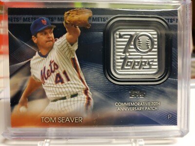 2021 Topps Series TOM SEAVER 70th Anniversary Logo Patch Blue NY Mets  70LP-TS