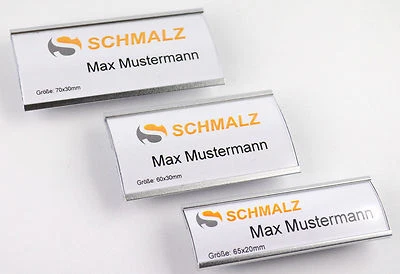 10 x Modisches Namensschild aus eloxiertem Aluminium mit Magnet