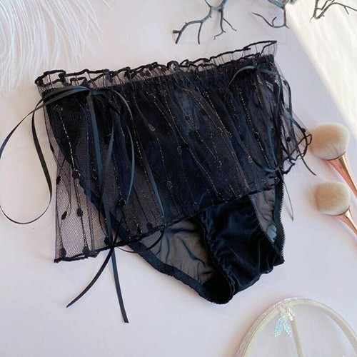 2x Mesh Panties Briefs Knickers Underwear Lingerie Sheer Frill Lolita Sexy Women - Picture 11 of 16