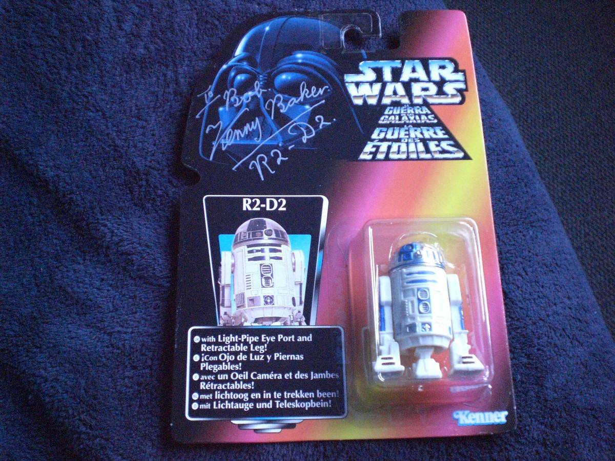 Star Wars R2-D2 Kenny Baker SIGNED figure POTF2 Trilogo Red Card 