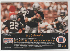 1991 PRO SET PLATINUM JAY SCHROEDER # 213