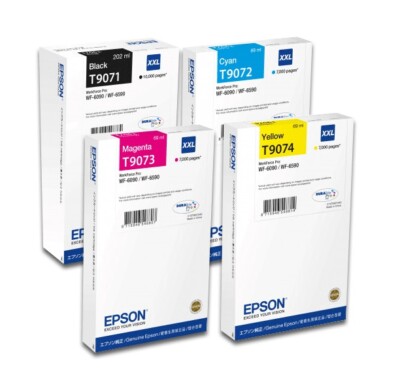 4 x Original Tinte EPSON WF-6090DW D2TWC WF-6590DWF DTWFC / T9071-T9074 INK 