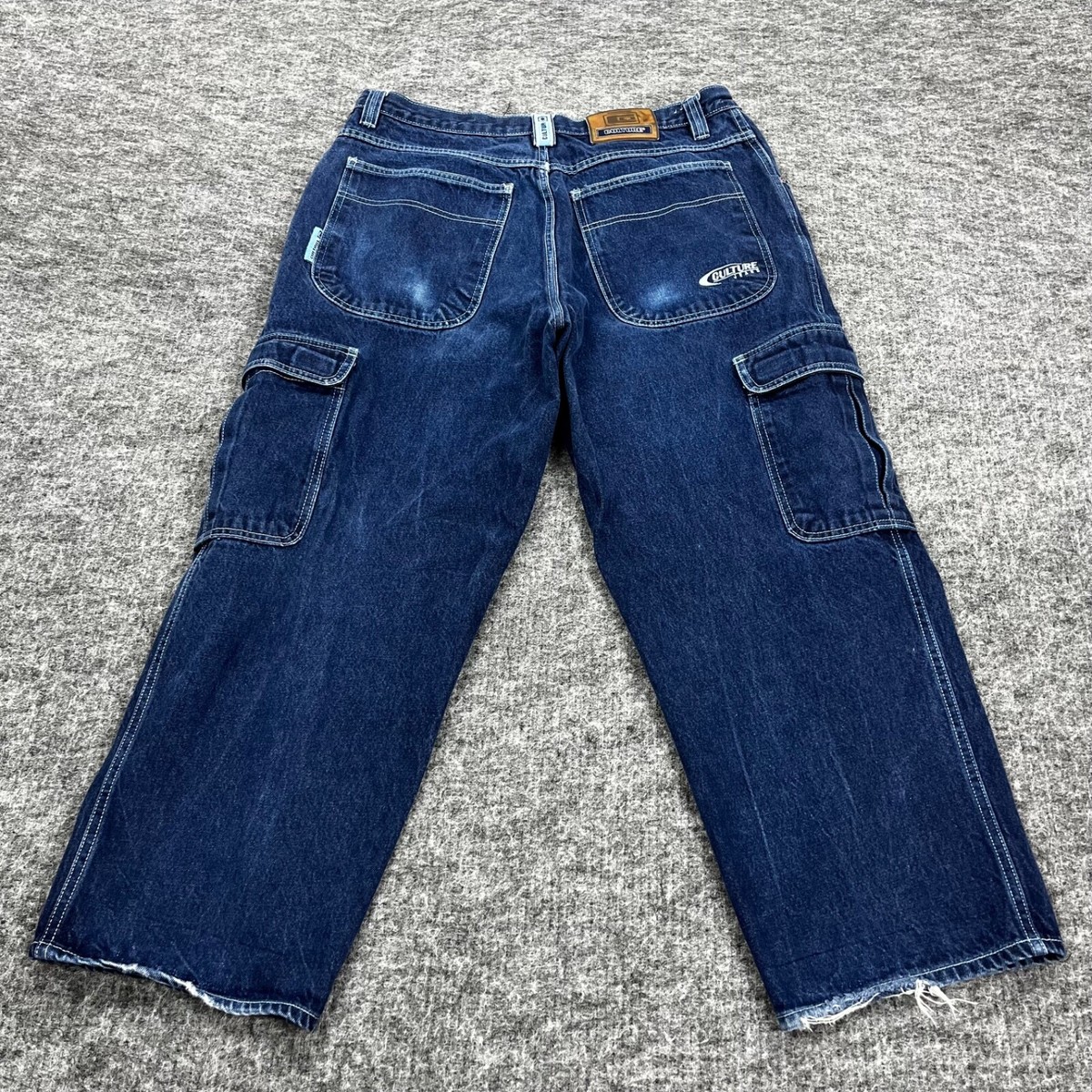 VINTAGE Culture Jeans Mens 40 Blue Denim Baggy Cargo Skater Y2K
