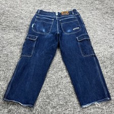 VINTAGE Culture Jeans Mens 40 Blue Denim Baggy Cargo Skater Y2K Pants