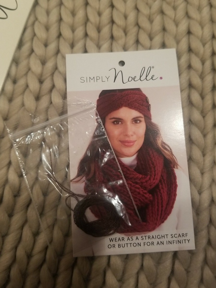 Simply Noelle Homespun Knit Infinity Scarf with Button Placket New