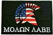 Molon Labe USA Flag Spartan Helmet Patch Embroidered Iron-on Applique Tactical
