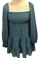 Urban Outfitter River Smocked Long Sleeve Mini Dress Size Small EUC