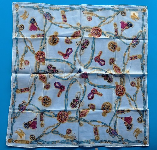 NWOT Vintage BURBERRY womens handkerchief hanky bandana cotton baroque 1980s - Picture 5 of 7