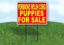 Pembroke Welsh Corgi PUPPIES FOR SALE YELLOW Yard Sign Road with Stand LAWN SIGN