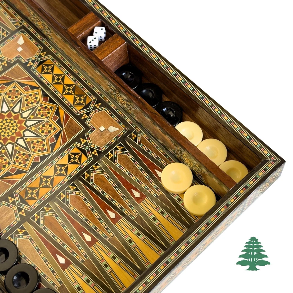 Backgammon Board and Chess Set Wide and Large Size From Lebanon - Real Pearls - Image 3 of 4