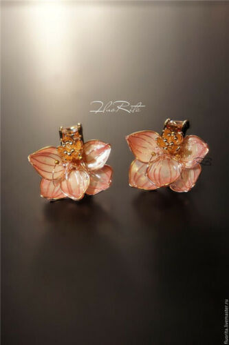 18K Gold Plated Gems Flower Earrings Ear Studs Clips Dangle Drop Women Jewelry - Picture 1 of 11
